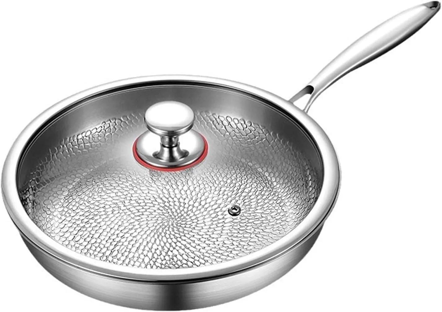 2025 New Titanium Hammered Pan Pro With Lid, Non Stick Titanium Nutri Pans, Scratch-Resistant, Resistant Non Stick, Even Heating, For Cooking, Heats Quickly, Cooks Evenly (11.02 inch)
