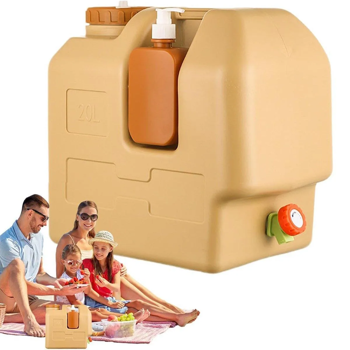 20L Outdoor Camping Portable Storage Bucket with Tap Drinking Water Container
