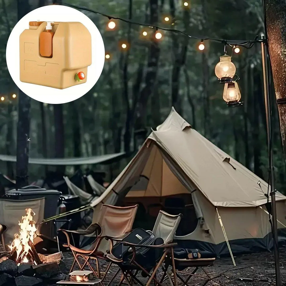 20L Outdoor Camping Portable Storage Bucket with Tap Drinking Water Container