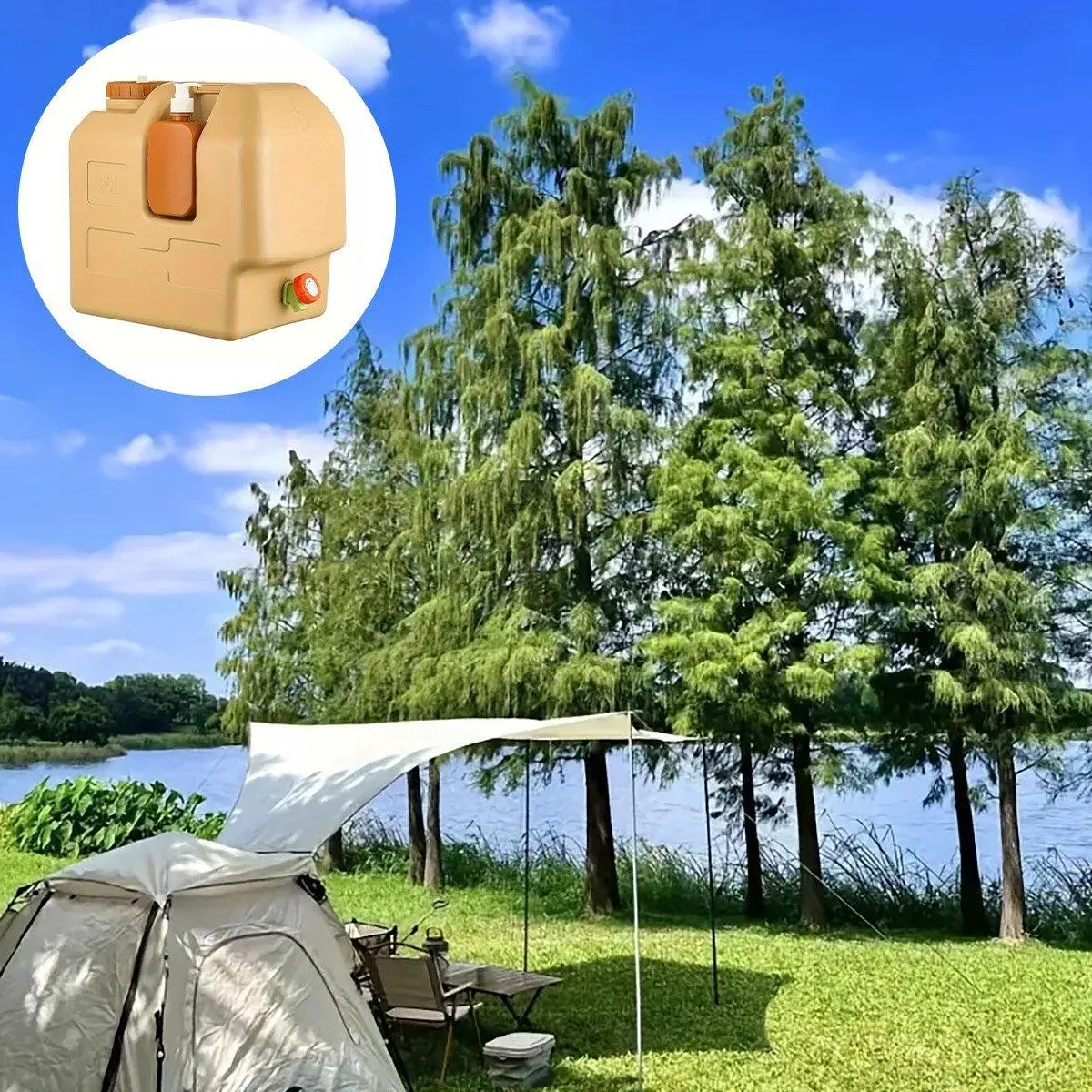 20L Outdoor Camping Portable Storage Bucket with Tap Drinking Water Container