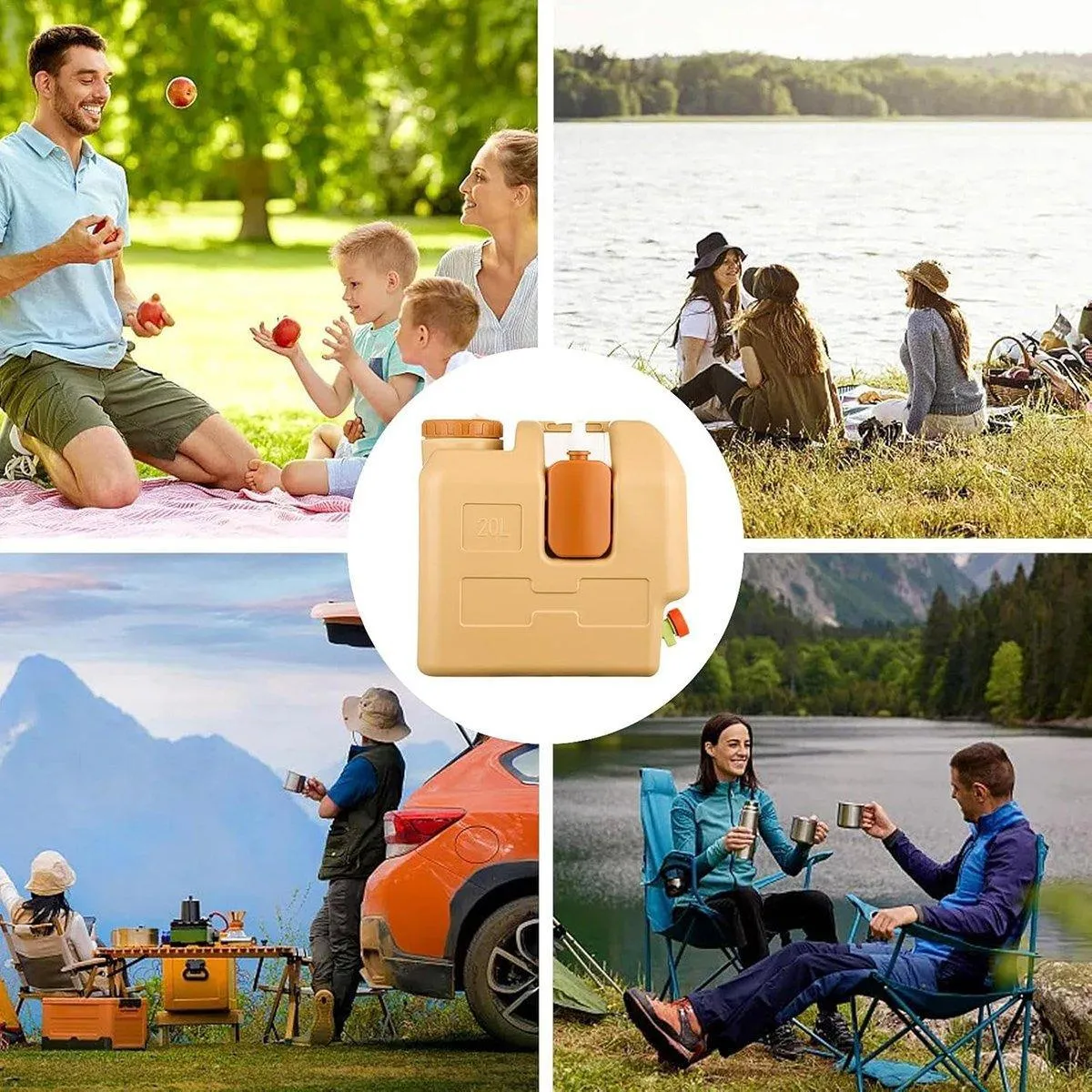 20L Outdoor Camping Portable Storage Bucket with Tap Drinking Water Container