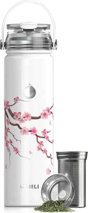 22 oz Insulated Tea Tumbler Bottle with Infuser, Travel Mug