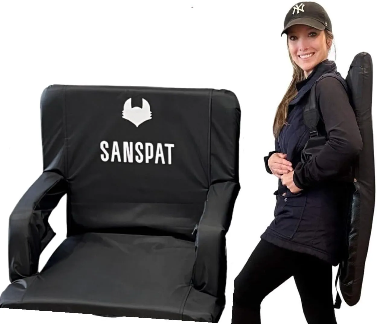 23'' Wide Stadium Seats with Back Support. Adjustable, Reclining, Wide Stadium Seats with Armrest. Backpack Bleachers with Comfortable Padded Cushion. Up to 270lbs Capacity