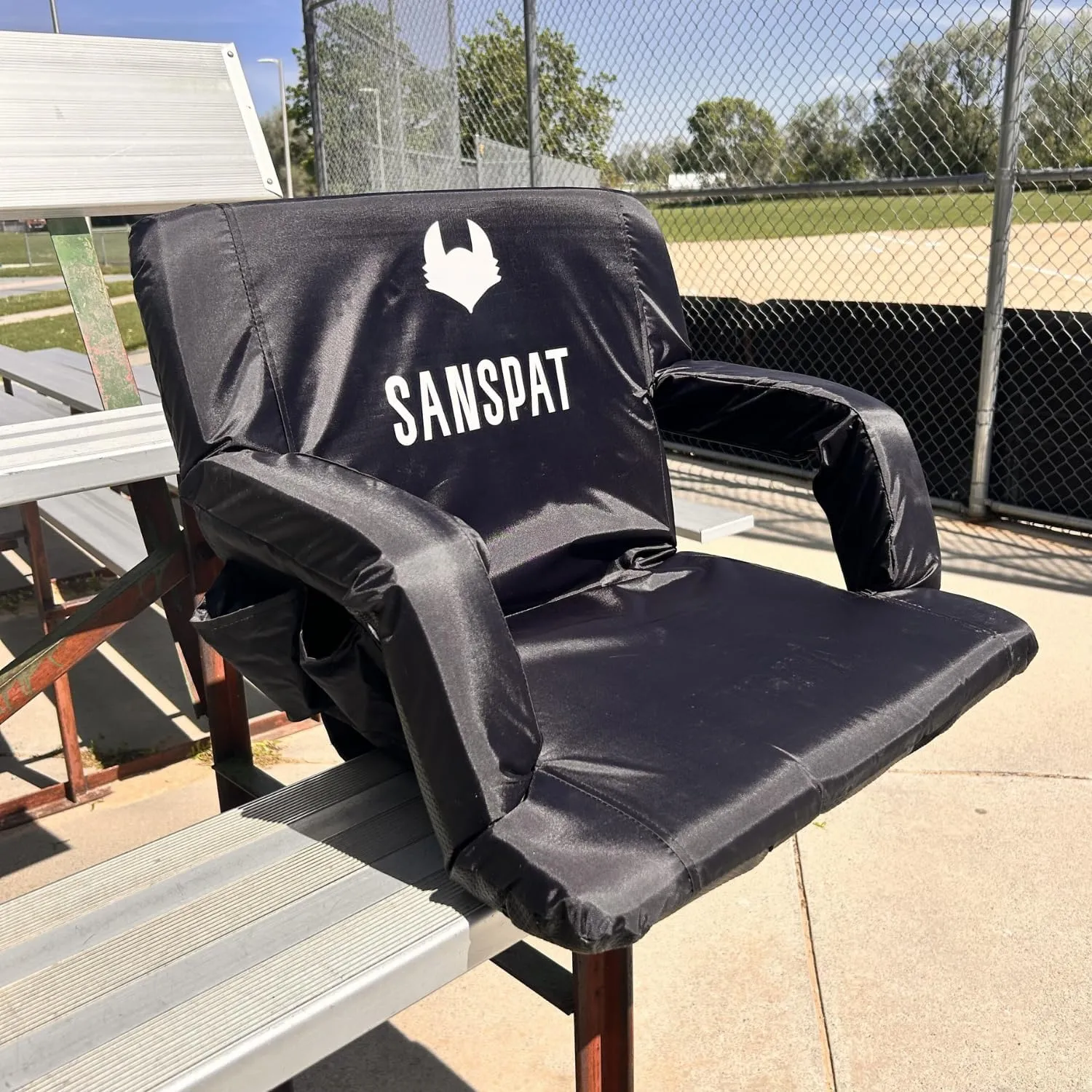 23'' Wide Stadium Seats with Back Support. Adjustable, Reclining, Wide Stadium Seats with Armrest. Backpack Bleachers with Comfortable Padded Cushion. Up to 270lbs Capacity