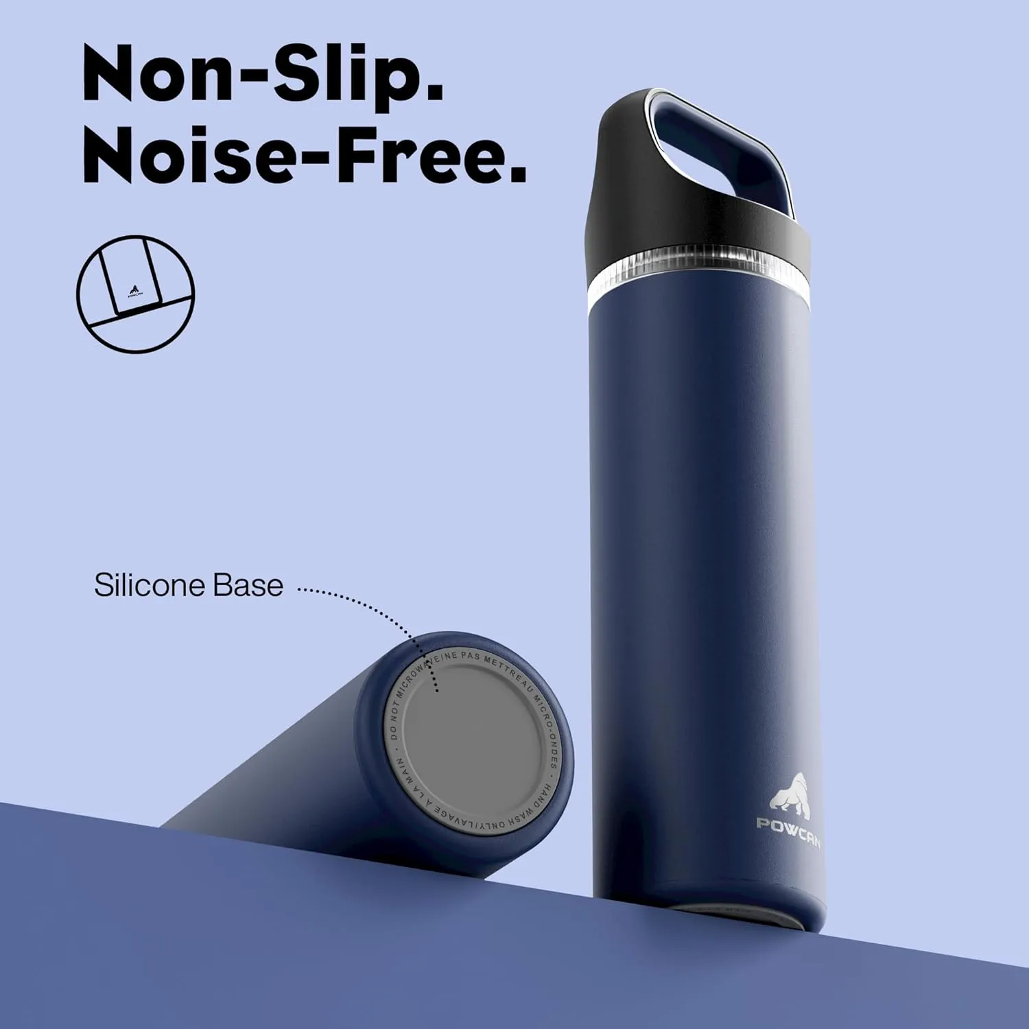 24 oz Insulated Water Bottle for Gym: 3 Lids, Leakproof, Keep Cold 24H, Car Cupholder Friendly, Stainless Steel Water Flask with Straw and Spout Caps for Sports, School, Work, Cycling (Navy Blue)