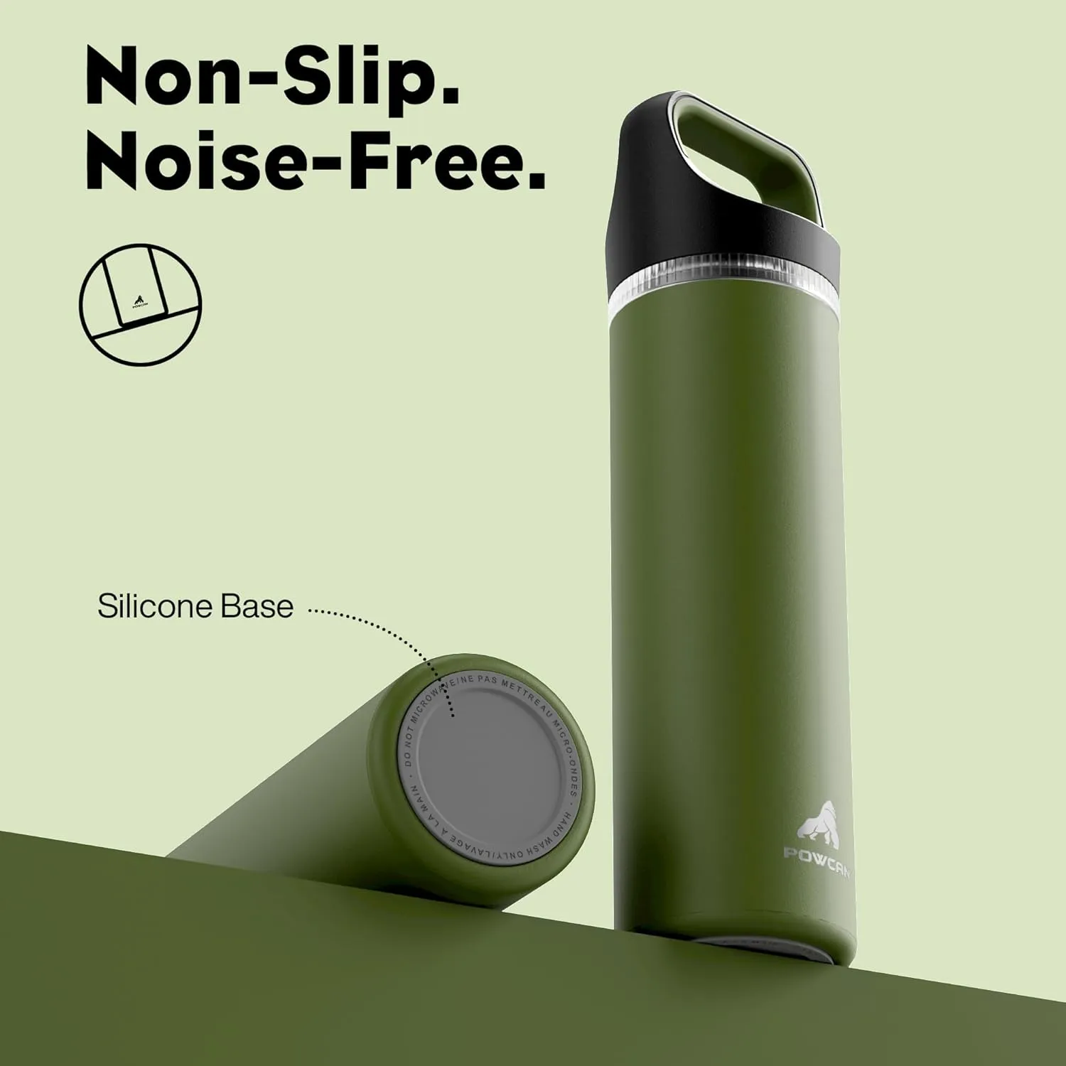 24 oz Insulated Water Bottle for Travel: 3 Lids, Leakproof, Keep Cold 24H, Car Cupholder Friendly, Stainless Steel Water Flask with Straw and Spout Caps for Sports, Gym, School, Cycling (Forest Green)
