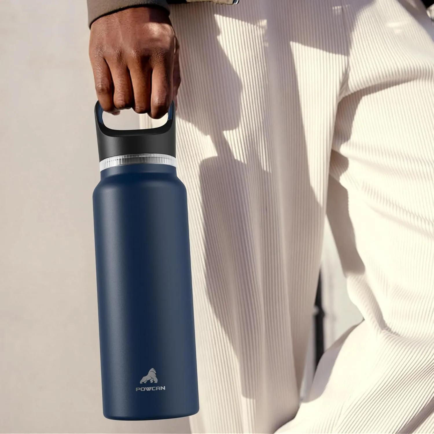 24 oz Insulated Water Bottle for Travel: 3 Lids, Leakproof, Keep Cold 24H, Car Cupholder Friendly, Stainless Steel Water Flask with Straw and Spout Caps for Sports, Gym, School, Cycling (Forest Green)