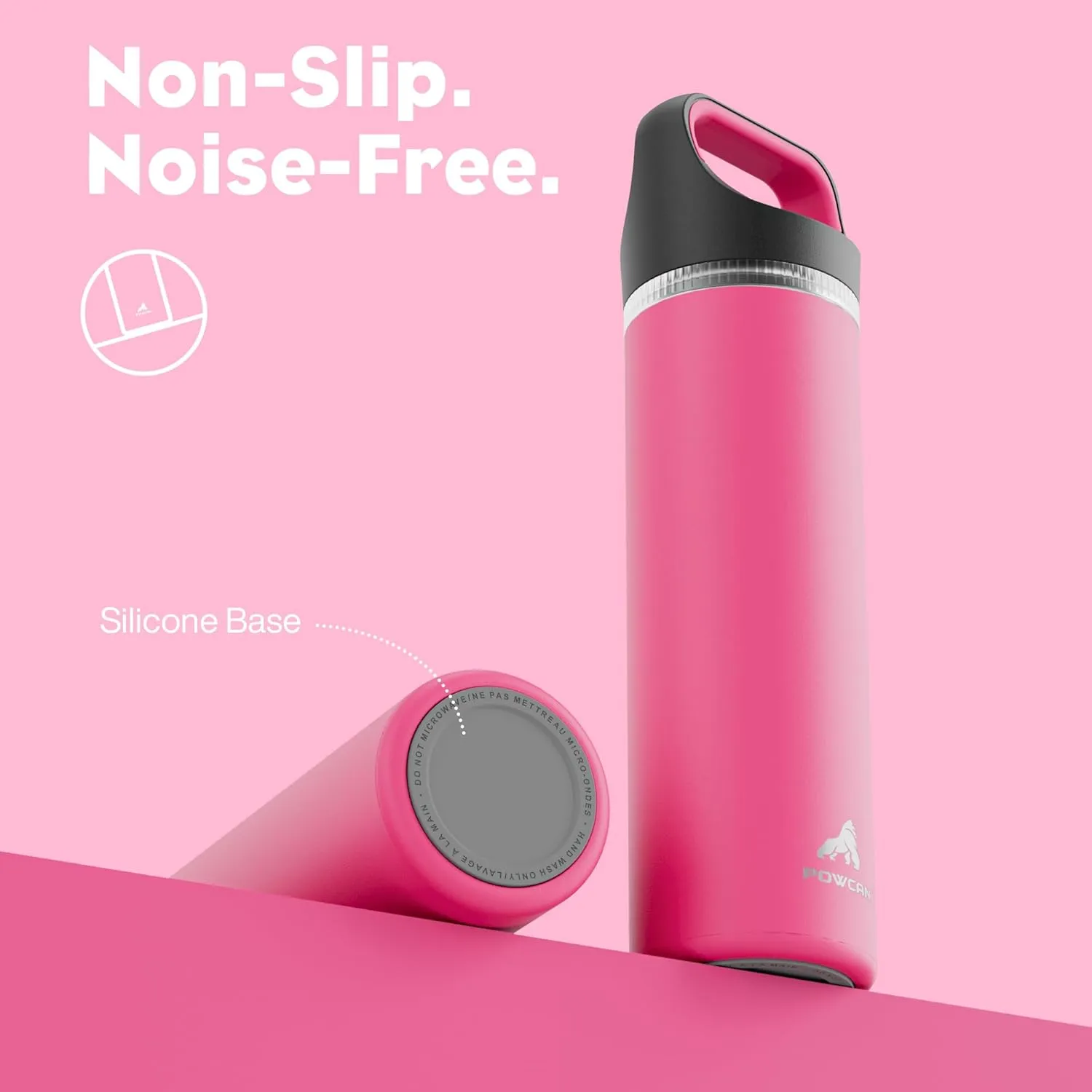 24 oz Insulated Water Bottle for Work: 3 Lids, Leakproof, Keep Cold 24H, Car Cupholder Friendly, Stainless Steel Water Flask with Straw and Spout Caps for Sports, Gym, School, Cycling (Tropical Pink)