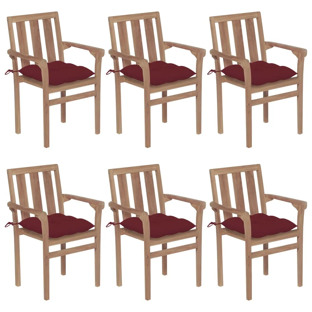 2/4/6/8x Solid Wood Teak Patio Chair with Cushions Seat Multi Colors