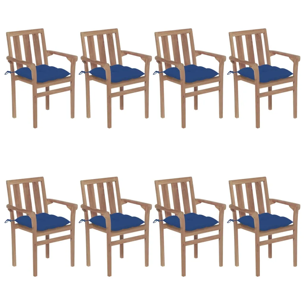 2/4/6/8x Solid Wood Teak Patio Chair with Cushions Seat Multi Colors
