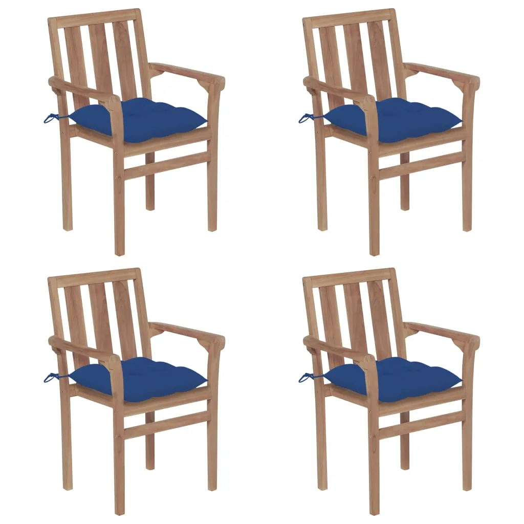 2/4/6/8x Solid Wood Teak Patio Chair with Cushions Seat Multi Colors