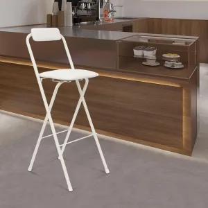 29" Tall Chair,Cushioned Padded Folding Bar Stool,Bar Stool,Portable Folding Stool, Load Capacity 275lbs, for Kitchen Living Room Garden Camping Fishing, White