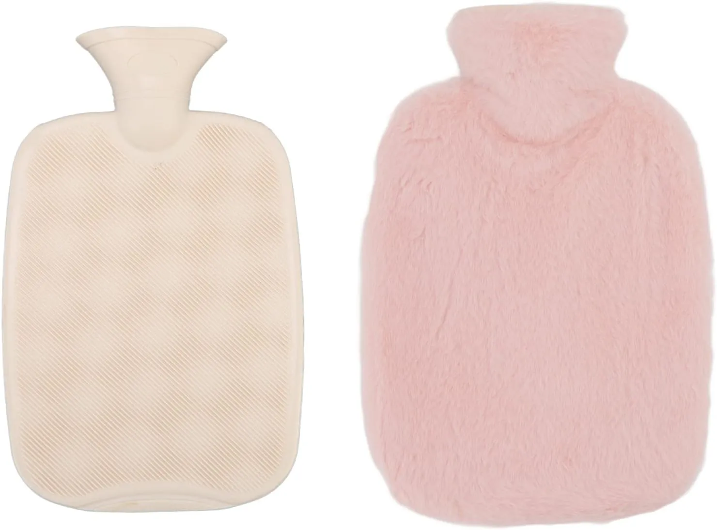 2L Hot Water Bottle, Detachable Plush Cover Anti Slip Threaded Stopper Hot Water Sack for Menstrual Cramps (Dark Grey) (Dark Coffee) (Rosy)