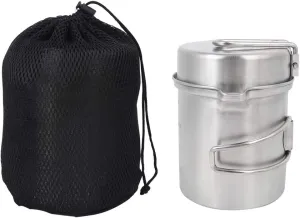 2pcs 304 Outdoor Portable Stainless Steel Cookware Set Pot Cooker, Stainless Steel Cooking Cup, Foldable Outdoor Camp Cook Pot Camping Cookware