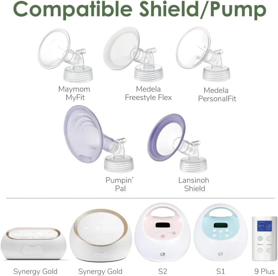 2X 12 mm Maymom Two-Piece Wide Neck Pump Parts Compatible with Spectra S1,Spectra S2 Pumps and 2 Valves; Incl Wide Mouth Flanges; Not Original Spectra Flange; (12mm Flange with Valve)