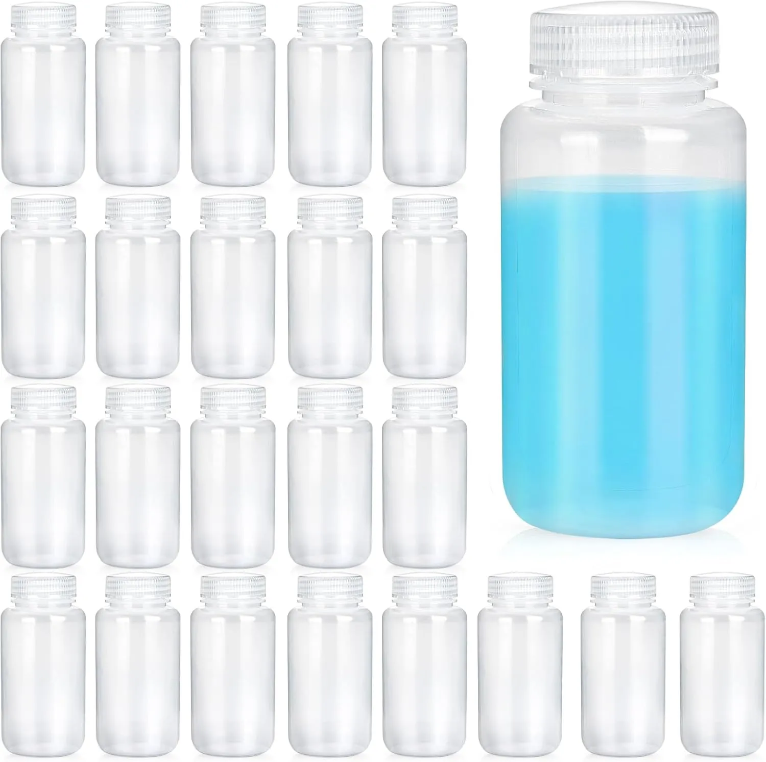 30 Pcs 8oz 250 ml Plastic Sample Bottle Wide Mouth Reagent Bottle Water Sample Bottles Lab Grade Polypropylene Bottles Containers for Laboratories Classroom