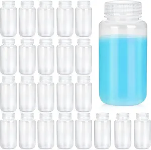 30 Pcs 8oz 250 ml Plastic Sample Bottle Wide Mouth Reagent Bottle Water Sample Bottles Lab Grade Polypropylene Bottles Containers for Laboratories Classroom