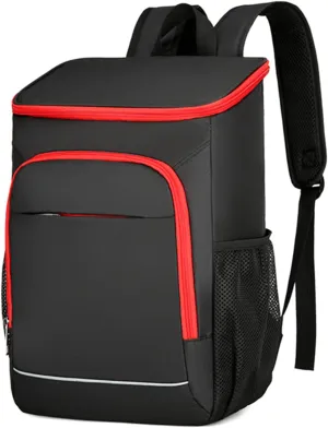 30L Cooler Backpack Leakproof Insulated Lunch Bag for Outdoor Camping Hiking Picnics Beach, Standard, Black&Red