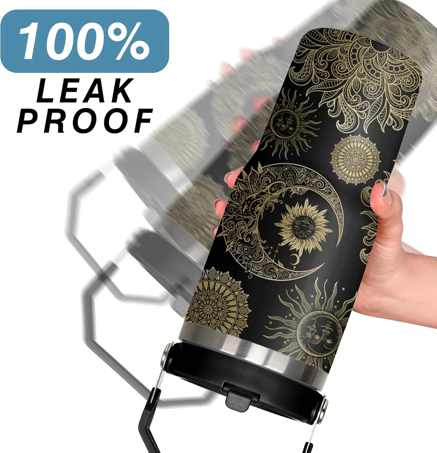 30oz Insulated Sun and Moon Tumbler with Handle, Featuring a Leak-proof 2-in-1 Lid and Straw,Vacuum-insulated Travel Coffee Mug, Portable Stainless Steel Water Bottle, Suitable for Both Women and Men