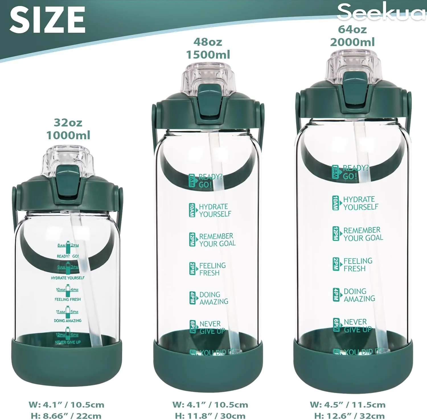 32 oz Glass Water Bottle with Straw and Time Marker, Large Motivational Borosilicate Glass Drinking Bottle with Silicone Boot and Sleeve
