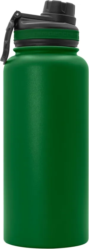 32 oz Vacuum Insulated Sport Bottle | Custom Laser Engraved Options | Stainless Steel, Double-Walled, Wide Mouth (Green - Blank)