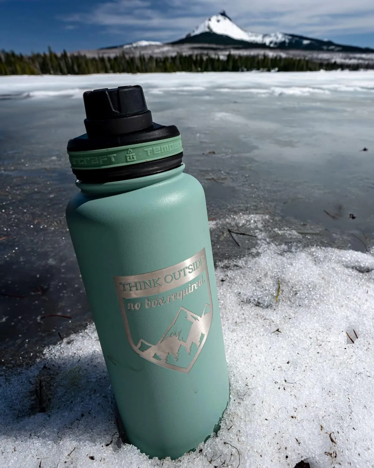 32 oz Vacuum Insulated Sport Bottle | Custom Laser Engraved Options | Stainless Steel, Double-Walled, Wide Mouth (Green - Blank)