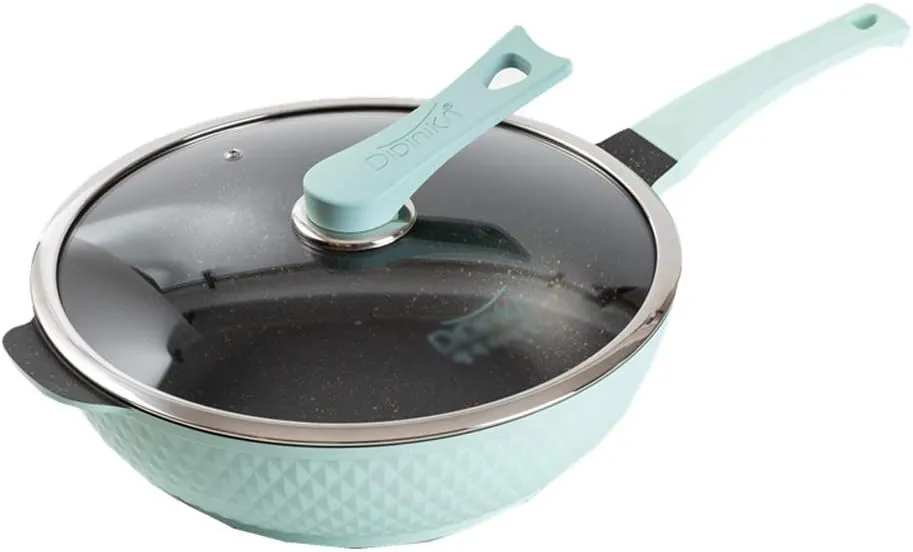 32CM Maifan Stone Wok Non-Stick Frying Pan Oil-Free Smoke Pot with Gas Induction Cooker Universal (Color : Green) Vision