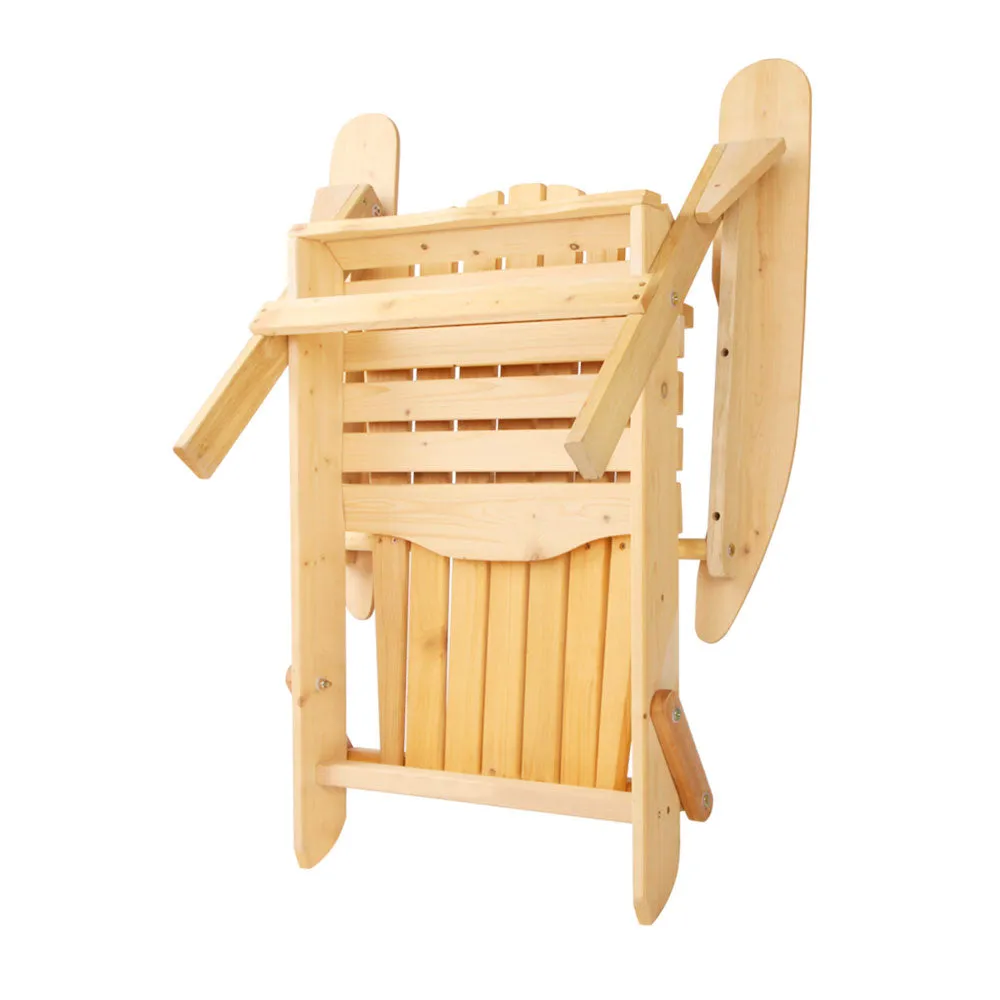 3PC Adirondack Foldable Outdoor Armchair Set - Natural