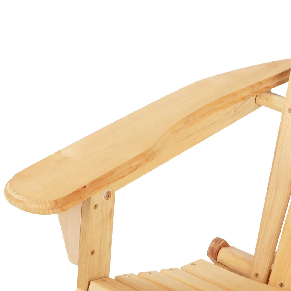 3PC Adirondack Foldable Outdoor Armchair Set - Natural
