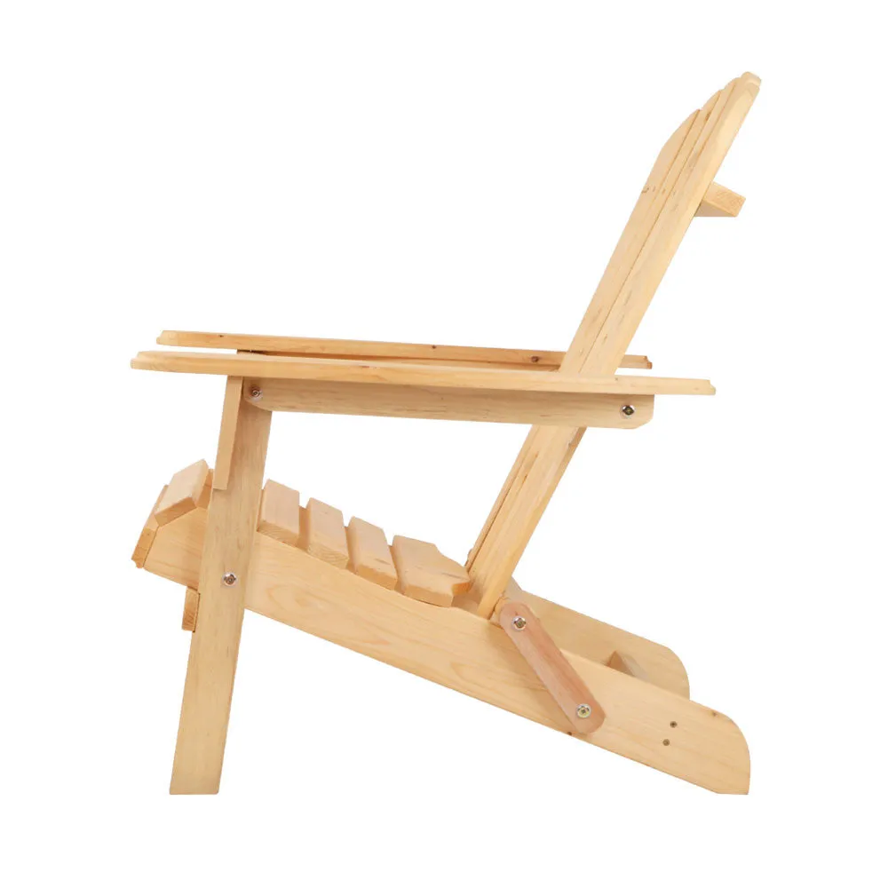3PC Adirondack Foldable Outdoor Armchair Set - Natural