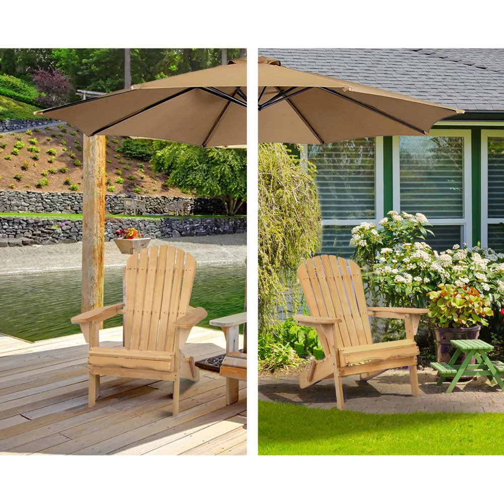 3PC Adirondack Foldable Outdoor Armchair Set - Natural