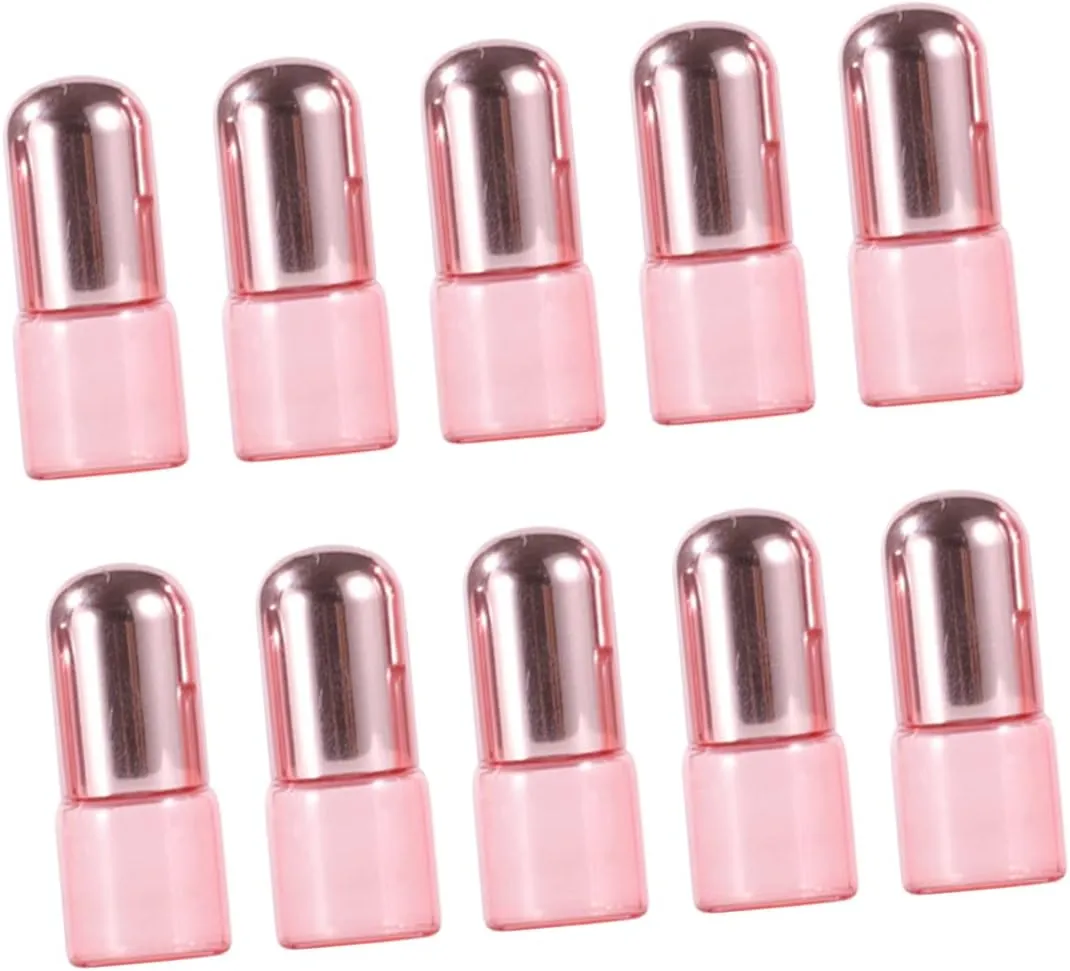 3sets Compact Essential Oil Roller Bottles 1ml Perfume Roll Bottles Rose Quartz Essential Oil Roller Balls for Travel 10pcs*3