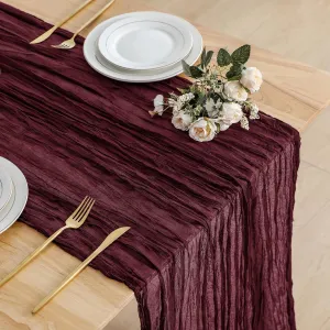 4 Pack Burgundy 10ft Cheesecloth Table Runner, Boho 35x120 Inch Long, Gauze Table Runner Decor for Baby Shower Bridal Shower or Wedding Party