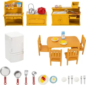 40 Pcs Mini House Kitchen Furniture Set with Cookware Pots,Pans Set and Food for Christmas Birthday Gifts