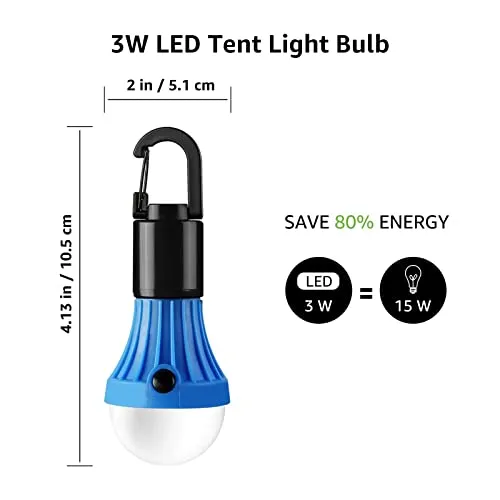 4pcs LED Camping Lantern,Camping Essentials,3 Lighting Modes,Hanging Tent Light Bulbs w/ Clip Hook
