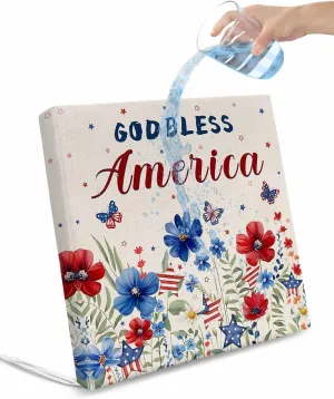 4th of July Outdoor Cushion Chair Cover Set of 2 - Waterproof Couch Seat Covers, Independence Day Red Blue Floral Rustic Patio Furniture Protector Cushions Slipcovers for Sofa/RV, 22"x22"x4"