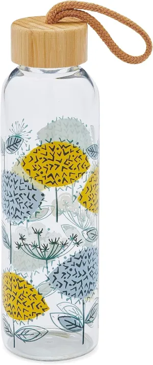 500ml Glass Water Bottle | Eco Friendly Glass Bottle With Lid & Carry Handle | Glass Bottles For Office, Sports or On The Go - Retro Meadows