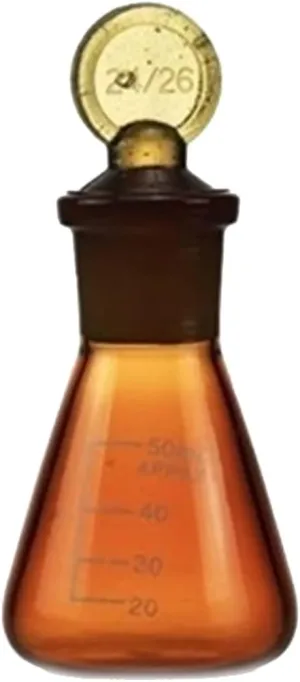 50ml Amber Glass Erlenmeyer Flask with Ground Glass Stopper 3.3 Borosilicate Glass Narrow Mouth Heat Resistant Heavy Duty Reusable (Pack of 5) (Color : Amber, Size : 50ml)