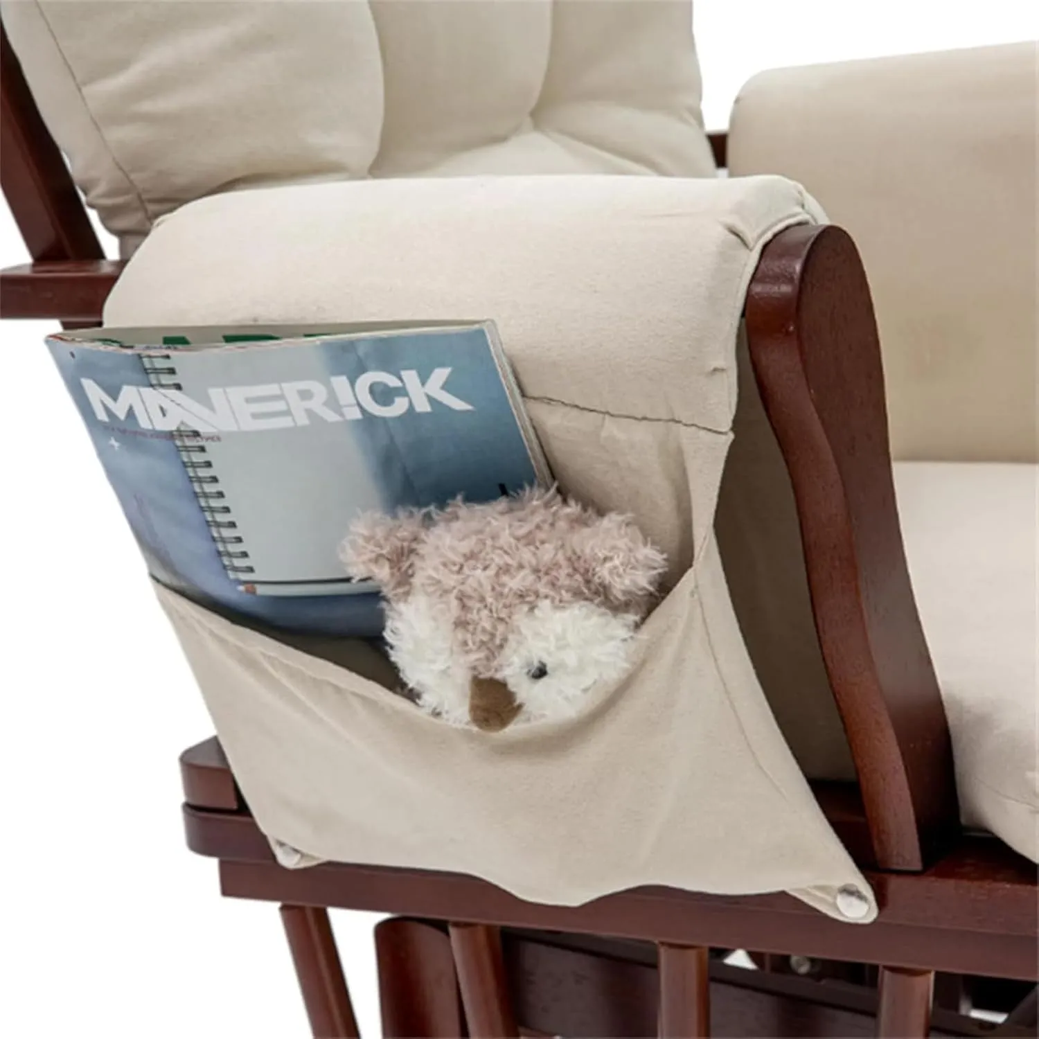5pcs Velvet Glider Rocker Replacement Cushions, Glider Rocker Cushions Set with Side Storage Pockets, Washable & Non Slip for Indoor Nursery