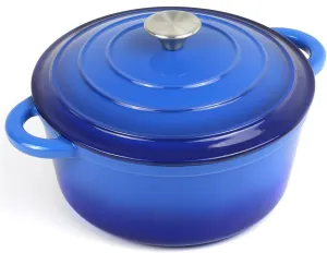6 Quart Enameled Cast Iron Dutch Oven Pot with Lid, Oven Safe up to 500°F or on Stovetop, Non-stick Dutch Oven for Bread Baking, Cooking, Dual Handles Cookware, Cobalt Blue