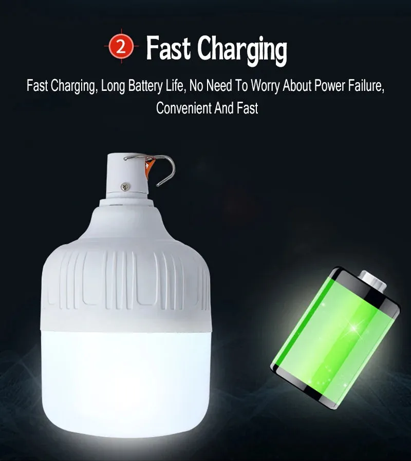 60W 80W LED Camping Light USB Rechargeable Emergency Lantern Outdoor Portable Hook BBQ Tent Battery Bulb