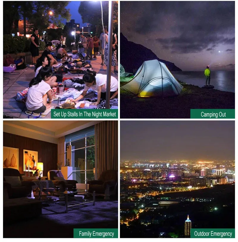 60W 80W LED Camping Light USB Rechargeable Emergency Lantern Outdoor Portable Hook BBQ Tent Battery Bulb