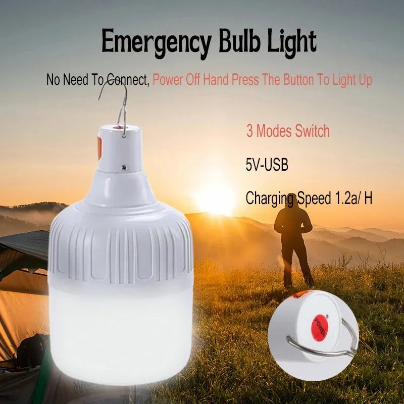 60W 80W LED Camping Light USB Rechargeable Emergency Lantern Outdoor Portable Hook BBQ Tent Battery Bulb