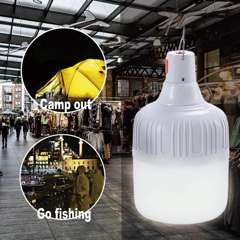 60W 80W LED Camping Light USB Rechargeable Emergency Lantern Outdoor Portable Hook BBQ Tent Battery Bulb