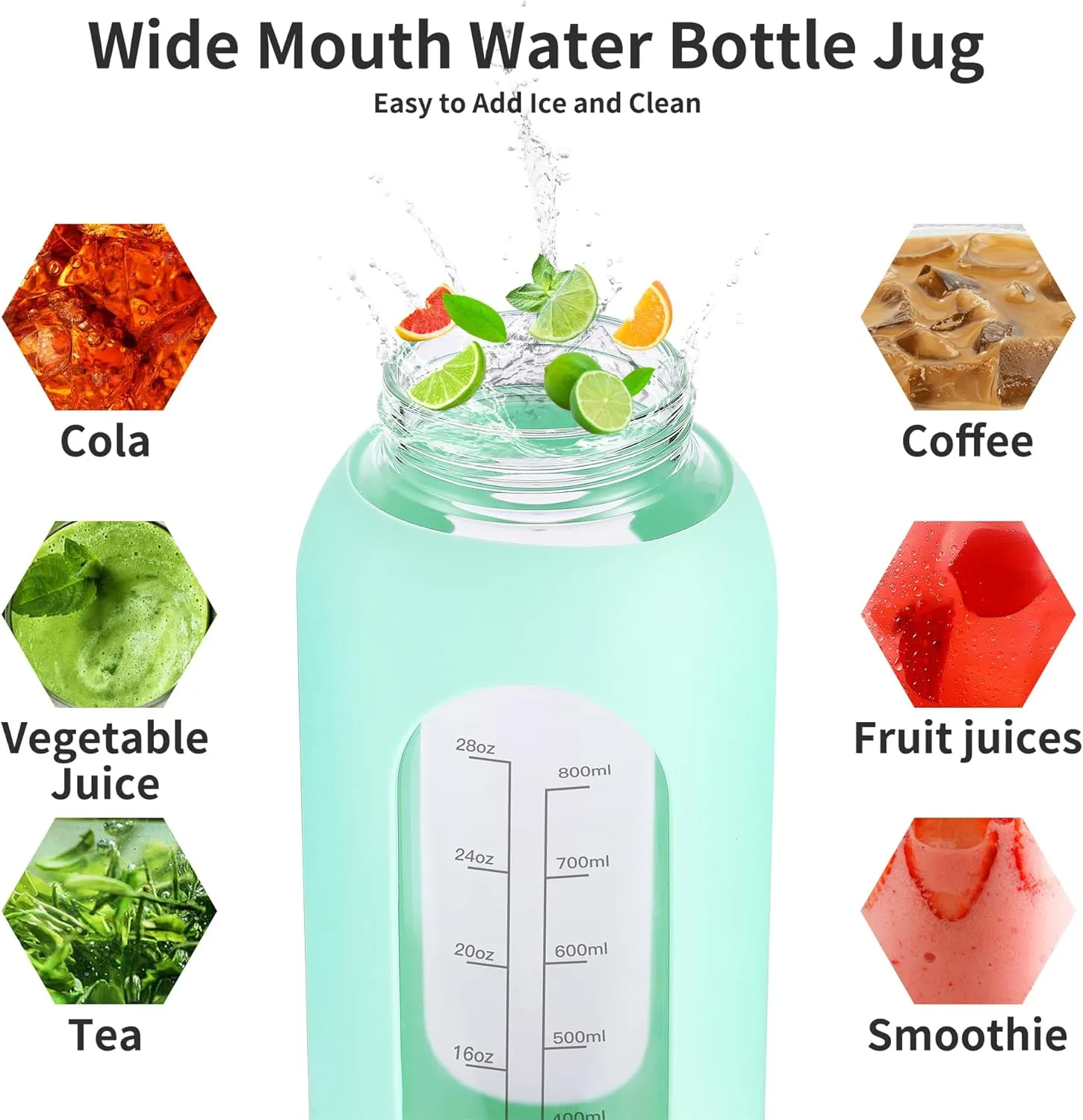 64 oz Glass Water Bottle With Straw and Handle, Half Gallon Sports Motivational Water Jug Flask with Silicone Sleeve, Large Water Cup with Time Marker for Travel, Gym, Cream