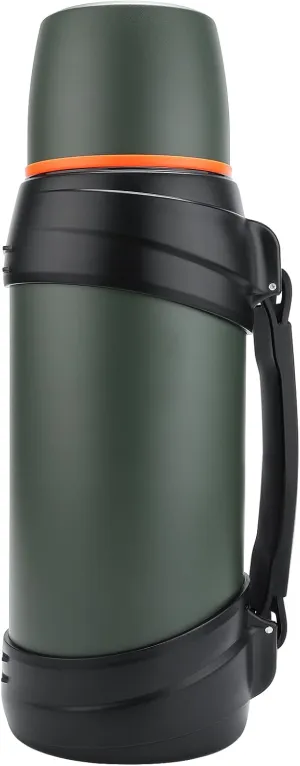 64oz/Half Gallon Large Coffee Thermoses for Travel - Insulated Water Jug Classic Vacuum Bottle with Plastic Cup - 2.0L Stainless Steel Vacuum Insulated Beverage Bottle for Hiking Fishing（Green）