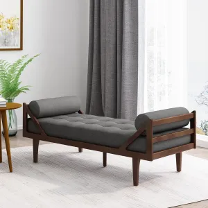 65'' Modern Mid-Century Chaise Lounge Indoor,Upholstered Longue Chair Chaise Longue with Support Double Pillow,Button Tufted Seat Cushion,Sleeper Sofa Recliner for Bedroom Living Room (Charcoal)