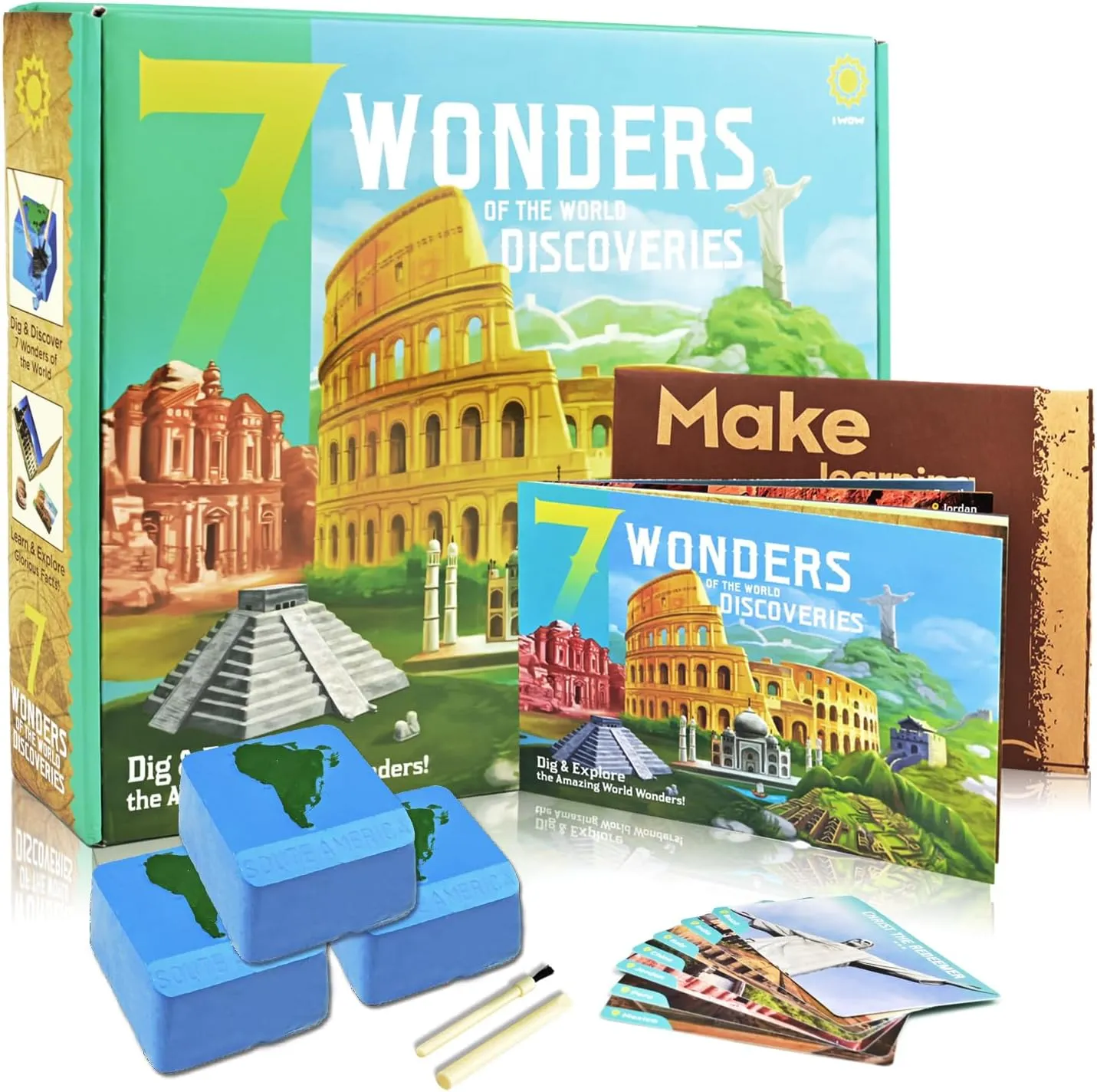 7 New Wonders of The World Excavation Dig Kit, Dig up 7 Ancient Earth’s Landmarks Discover, Architecture Collection STEM Science Educational Toys Kids Gift Birthday Party Present Age 6-12