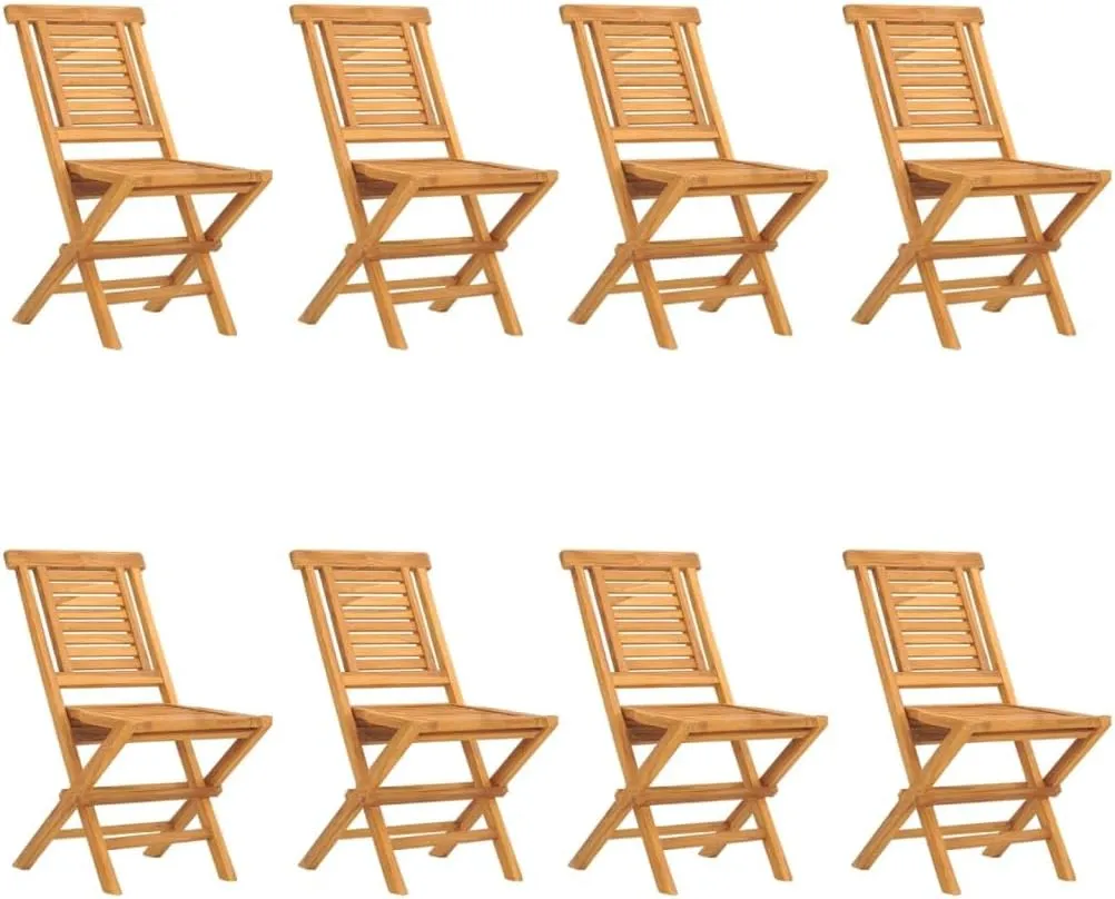 8-Piece Solid Teak Wood Folding Patio Chairs Set Outdoor Furniture Foldable Lounge Chairs for Poolside, Beach, Camping, 18.5"x24.8"x35.4"