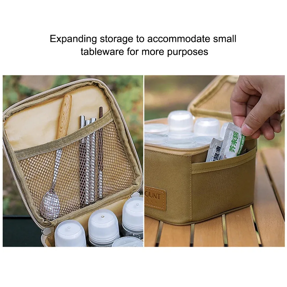 9PC Set Portable Camping Spice Storage Bag with Jars Organizer
